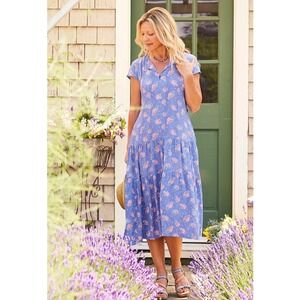 April Cornell Dress Sweet Hydrangea Dropwaist Cottagecore Floral Blue Size Small